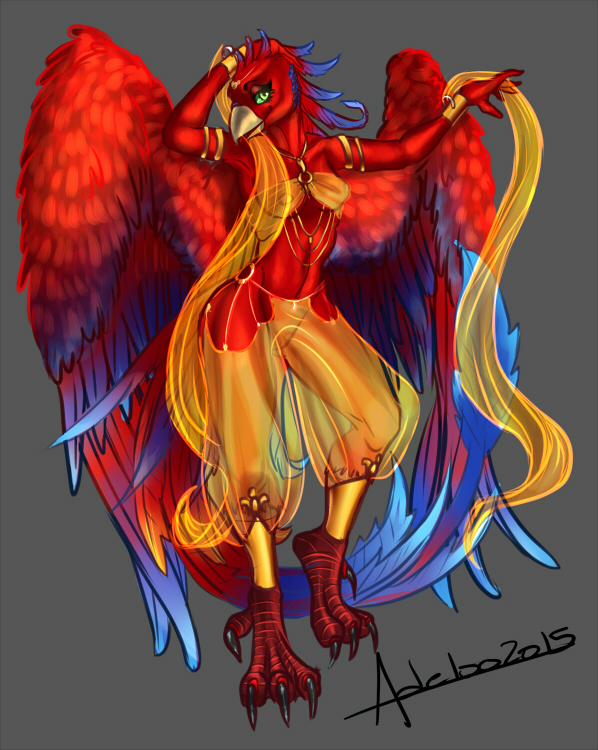 anthro breasts clothing feathered_wings feathers female looking_at_viewer nipples non-mammal_breasts smile solo translucent translucent_clothing wings adeloo european_mythology greek_mythology mythology lyara avian mythological_avian mythological_bird mythological_creature mythological_firebird phoenix