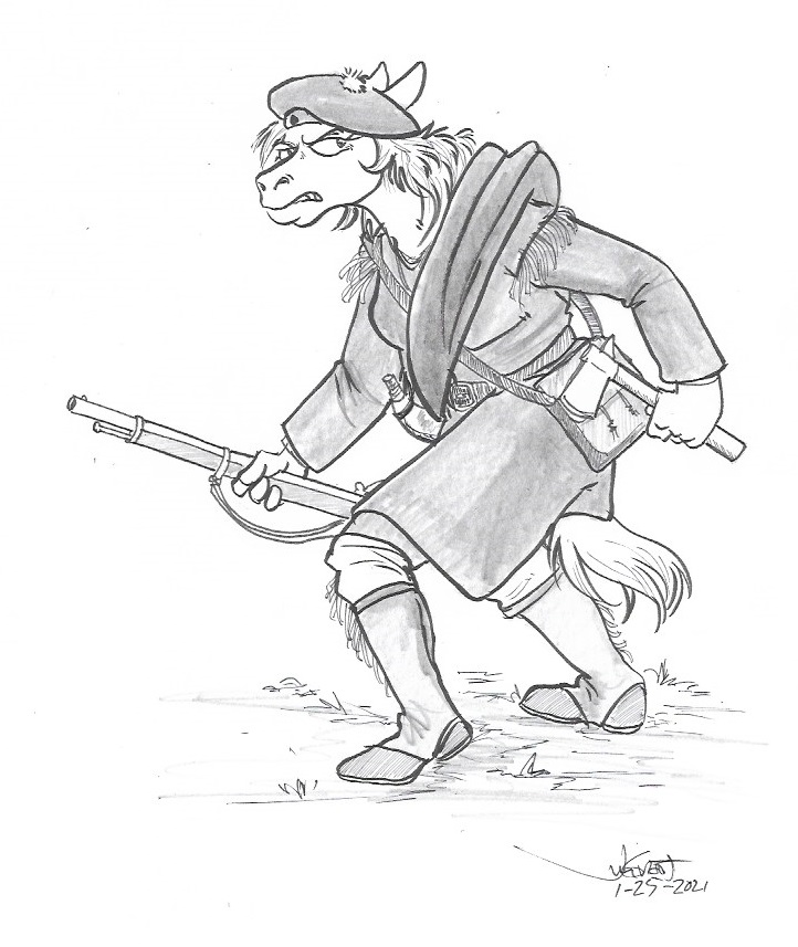 angry anthro axe beret clothing dual_wielding female footwear gun hat headgear headwear holding_object holding_weapon looking_back melee_weapon musket powder_horn ranged_weapon simple_background solo tomahawk weapon rabbi-tom red_shetland equid equine horse mammal pony shetland_pony 2021 greyscale monochrome