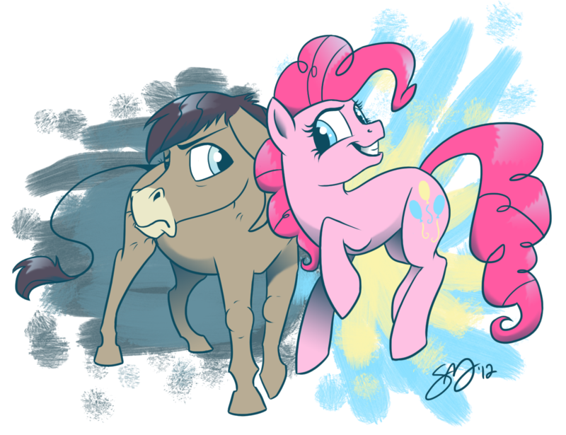 blue_eyes cutie_mark duo female feral frown male quadruped simple_background smile tail transparent_background probablyfakeblonde friendship_is_magic hasbro my_little_pony cranky_doodle_donkey_(mlp) pinkie_pie_(mlp) asinus donkey earth_pony equid equine horse mammal pony alpha_channel