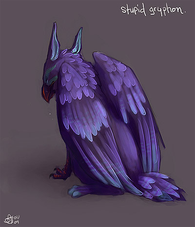 beak bodily_fluids claws eyes_closed feathered_wings feathers feet female feral grey_body hindpaw paws purple_body sad sitting solo tears wings merystic mythology merygryph avian gryphon mythological_avian mythological_creature 2009 low_res