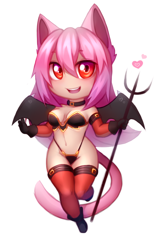 bikini chibi clothed clothing female hair looking_at_viewer membrane_(anatomy) membranous_wings pink_hair smile solo swimwear two-piece_swimsuit wings coff animal_humanoid cat_humanoid felid felid_humanoid feline feline_humanoid humanoid mammal mammal_humanoid alpha_channel