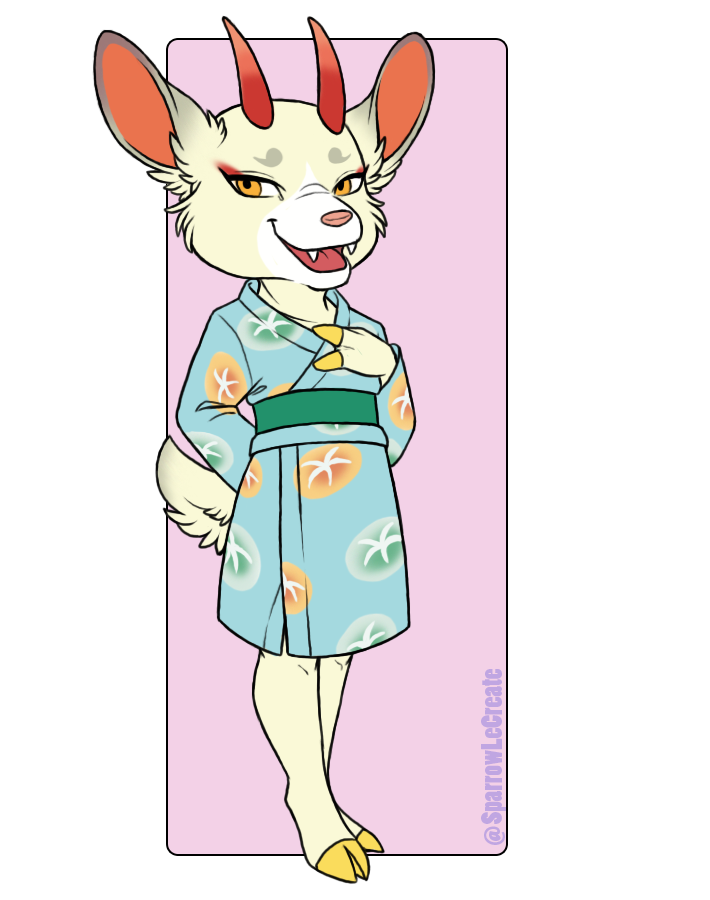 anthro asian_clothing clothing cute_fangs east_asian_clothing fangs female fingers hooved_fingers hooves horn japanese_clothing kimono solo teeth ittybittymomo animal_crossing nintendo shino_(animal_crossing) cervine deer demon mammal digital_media_(artwork)