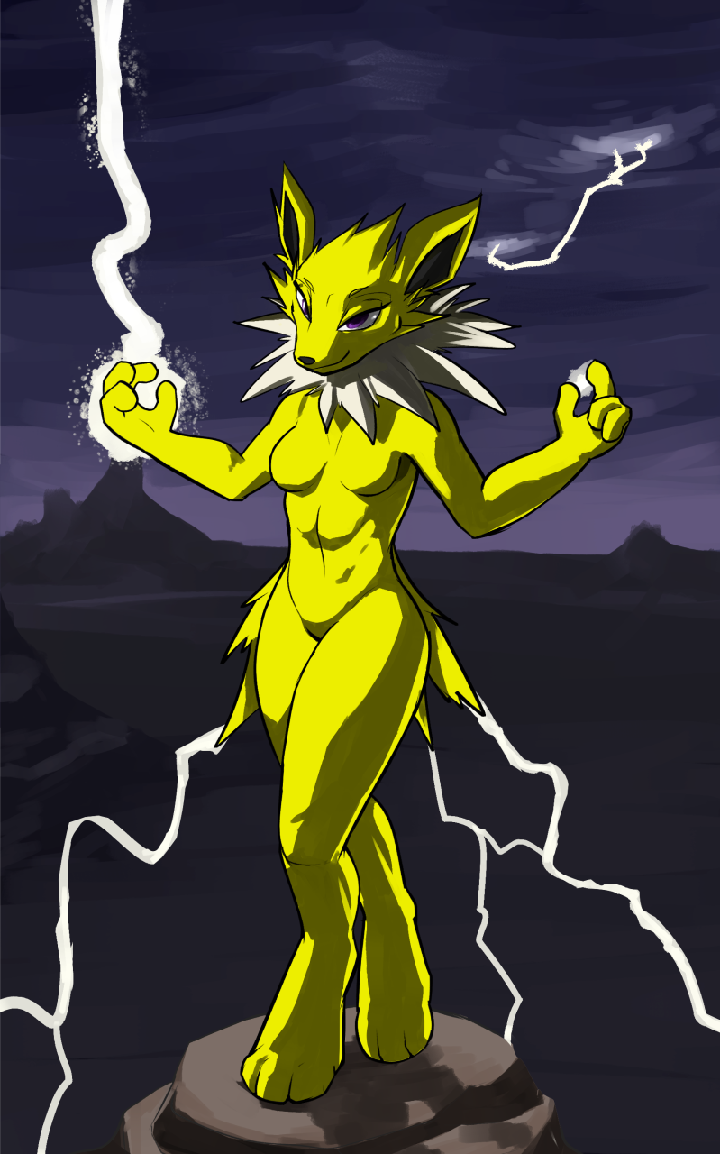 female solo tala128 nintendo pokemon eeveelution generation_1_pokemon jolteon pokemon_(species) hi_res