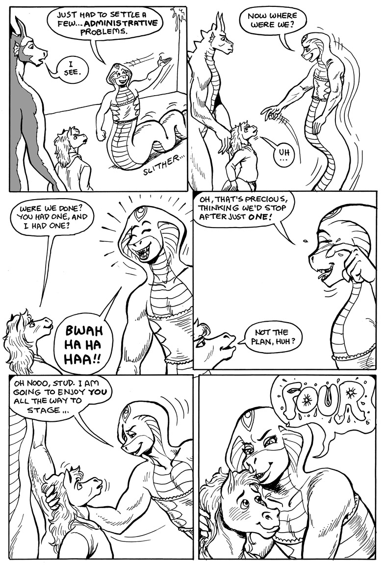 anthro anus apode bedroom_eyes blush dialogue female flat_chested genitals group hair larger_female laugh legless long_hair male male/female muscular muscular_female narrowed_eyes penis pussy seductive serpentine size_difference smaller_male text trio karno here_there_be_dragons mythology gustav_(here_there_be_dragons) oracle_ruzuya zashy draconcopode dragon equid equine horse mammal mythological_creature mythological_scalie naga reptile scalie snake 2023 black_and_white comic english_text monochrome