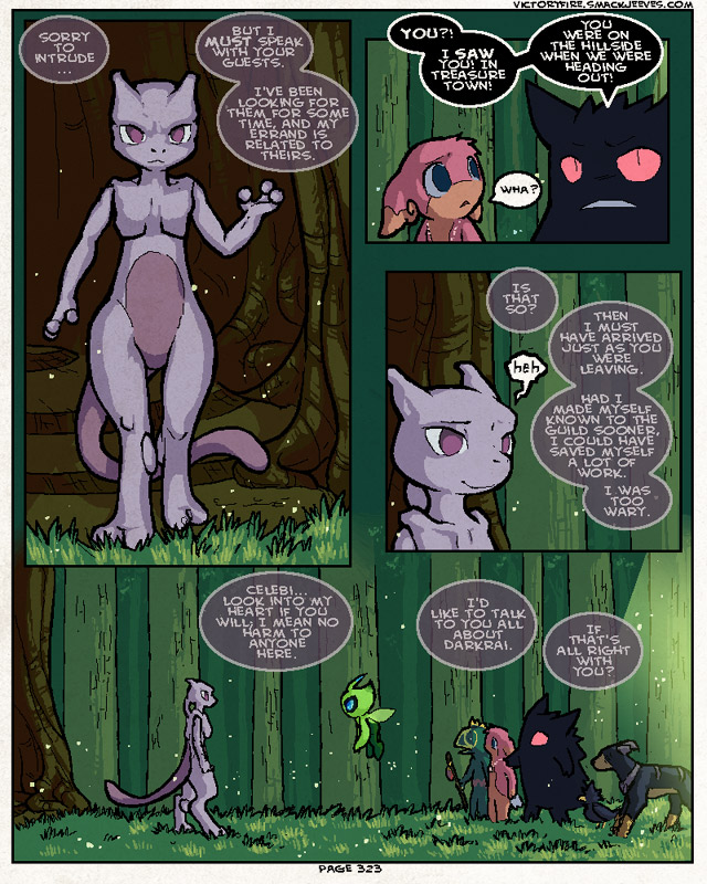 anthro black_body black_feathers black_fur dialogue feathers female feral fur green_body green_scales group male nude pink_body pink_fur scales speech_bubble text sulfurbunny_(artist) nintendo pokemon pokemon_mystery_dungeon pokemon_victory_fire spike_chunsoft jen_(vf) audino celebi generation_1_pokemon generation_2_pokemon generation_3_pokemon generation_5_pokemon gengar houndoom kecleon legendary_pokemon mewtwo murkrow pokemon_(species) 4:5 comic digital_media_(artwork) english_text microsoft_paint_(artwork)