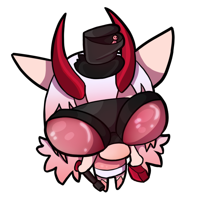 clothing eyewear female goggles hair hat headgear headwear horn humor joke red_horn standing sticker white_hair flophelia team_fortress team_fortress_2 valve enna_(flophelia) alien demon alpha_channel meme