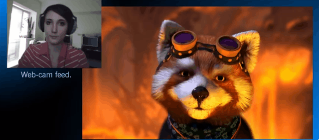 anthro black_nose camera_view clothing duo electronics eyewear female goggles headphones kerchief male plant real television window holotech facerig vtuber fluffo ailurid human mammal red_panda 3d_(artwork) 3d_animation animated digital_media_(artwork) grandfathered_content short_playtime