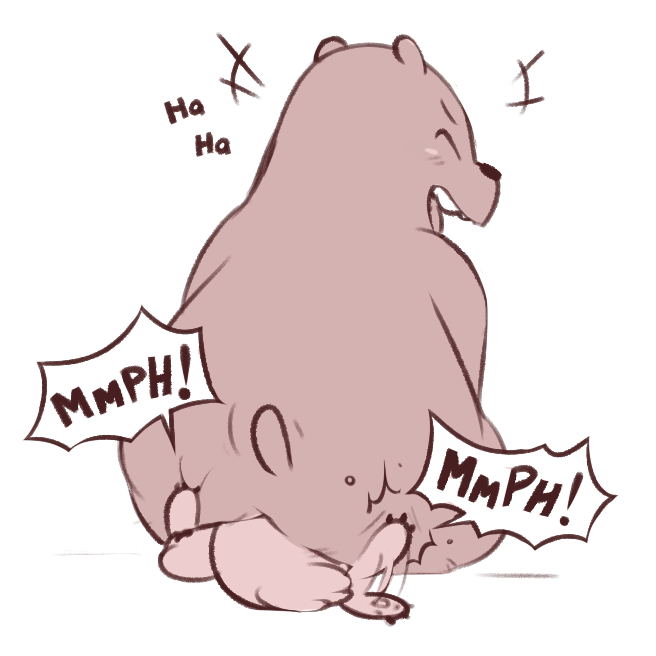 big_butt butt duo facesitting laugh male male/male open_mouth questionable_consent simple_background sitting_on_another size_difference smile text sodabox cartoon_network we_bare_bears grizzly_(we_bare_bears) nom_nom_(we_bare_bears) bear brown_bear grizzly_bear koala mammal marsupial ursine vombatiform 1:1 digital_media_(artwork)