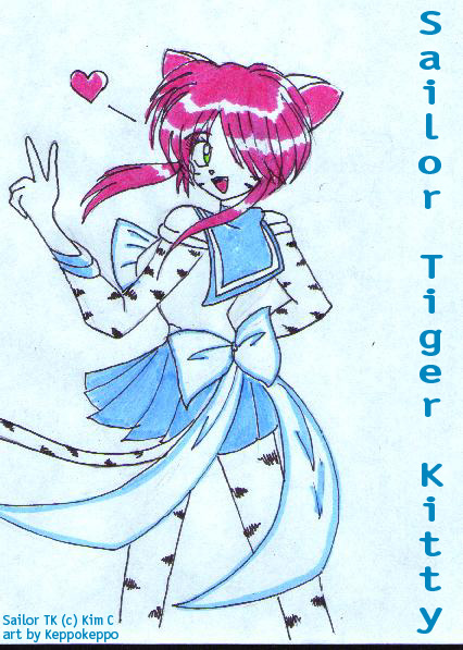 blue_bottomwear blue_clothing blue_skirt bottomwear clothing copyright_symbol female gesture green_eyes hair hand_gesture pants pattern_bottomwear pattern_clothing pattern_pants pattern_shirt pattern_topwear pink_hair shirt skirt solo striped_bottomwear striped_clothing striped_pants striped_shirt striped_topwear stripes symbol topwear v_sign keppokeppo sailor_moon_(series) fan_character sailor_tiger_kitty animal_humanoid cat_humanoid felid felid_humanoid feline feline_humanoid humanoid mammal mammal_humanoid graphite_(artwork) tagme traditional_media_(artwork)