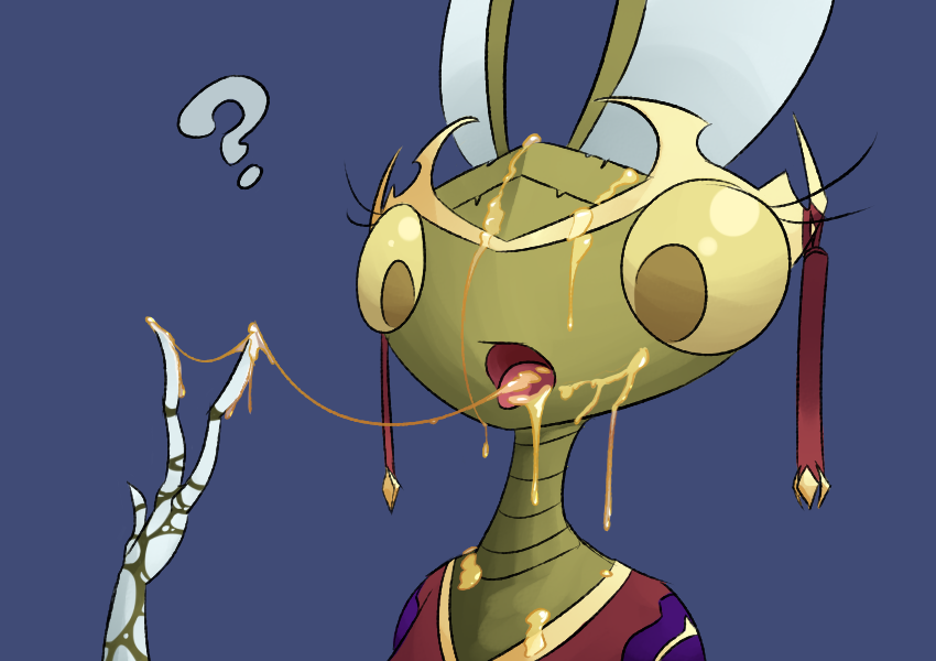 ambiguous_fluids anthro female solo suggestive surprise digitalkaiju blizzard_entertainment mists_of_pandaria warcraft grand_empress_shek'zeer arthropod insect mantid_(warcraft) mantis