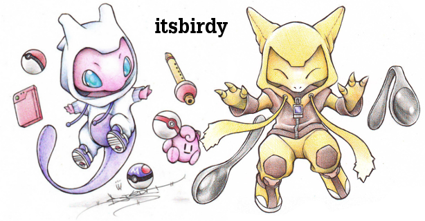 ambiguous_gender anthro blue_eyes clothing cosplay costume cutlery doll evolutionary_family eyes_closed feral flute footwear fur furry_wearing_fursuit fursuit group hoodie jacket kinesis_(move) kitchen_utensils legendary_duo master_ball mew_duo musical_instrument pink_body pink_fur plushie poke_doll poke_flute pokeball pokedex pokemon_costume pokemon_move premier_ball shoes spoon standard_pokeball tools topwear wind_instrument woodwind_instrument itsbirdyart nintendo pokemon abra alakazam felid generation_1_pokemon legendary_pokemon mammal mew_(pokemon) mewtwo pokemon_(species) colored_pencil_(artwork) traditional_media_(artwork)