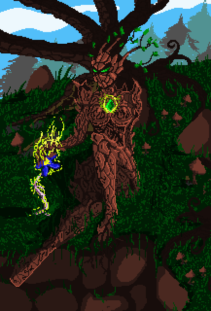 big_breasts breasts brown_body cloud day empty_eyes featureless_breasts feet female forest fungus grass green_eyes mouthless mushroom not_furry nude outside plant sitting solo three-quarter_view toes tree vertibirdo microsoft the_elder_scrolls elemental_creature flora_fauna humanoid spriggan 2015 digital_media_(artwork) full-length_portrait pixel_(artwork) portrait shaded