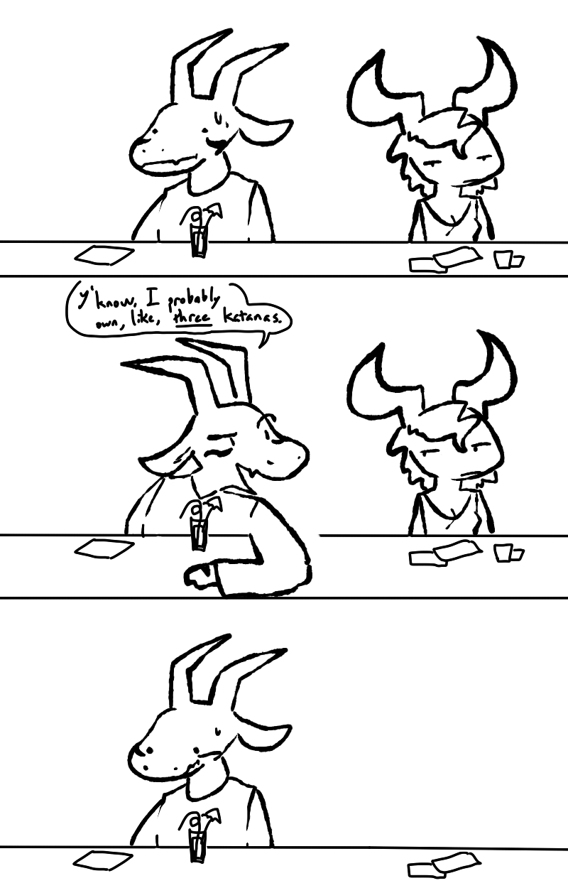 anthro awkward bar beverage bodily_fluids clothed clothing cocktail_garnish cocktail_umbrella dialogue drinking_straw duo eyebrows facial_markings female flirting hair head_markings horn male markings pick-up_line raised_eyebrow silly_straw sweat sweatdrop text unimpressed the_weaver undertale undertale_(series) asriel_dreemurr_(god_form) boss_monster_(undertale) bovid caprine mammal comic digital_drawing_(artwork) digital_media_(artwork) english_text hi_res monochrome