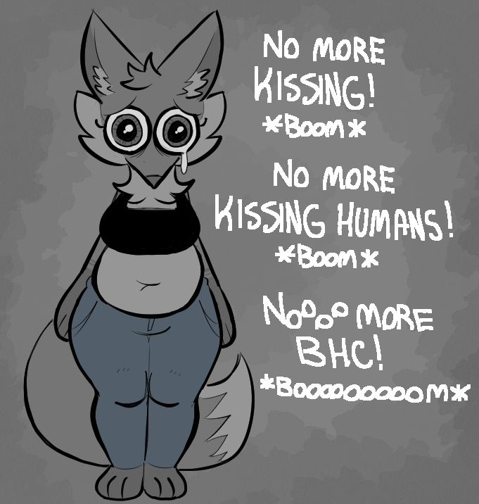 anthro barefoot belly bodily_fluids bottomwear breasts clothing denim denim_bottomwear denim_clothing eyelashes feet female fluffy fluffy_tail humor jeans medium_breasts neck_tuft pants potbelly sad shitpost slightly_chubby slightly_chubby_female solo soul_devouring_eyes tail tears text tuft wide_eyed zzx no_more_fortnite sad-eyed_spongebob_(meme) vine_boom trisha_fox_(zzx) canid canine fox mammal english_text meme