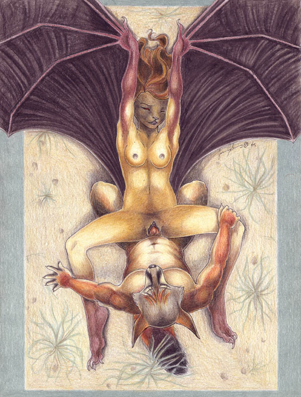 anthro anthro_on_anthro bat_wings bird's-eye_view breasts deck_chair_position duo eyes_closed female female_penetrated genitals high-angle_view male male/female male_penetrating male_penetrating_female membrane_(anatomy) membranous_wings navel nipples nude penetration penile penile_penetration penis penis_in_pussy sex spread_wings tail vaginal vaginal_penetration winged_arms wings sickeleye bat canid canine fox mammal