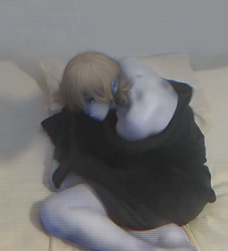 bare_shoulders barefoot bed bedding biped black_blanket blanket blue_blush blue_body blue_ears blue_skin blush bruised camera_view ear_blush feet femboy filter furniture hair hair_over_eye head_turned high-angle_view humanoid_pointy_ears knee_blush kneeling male male_humanoid medium_hair on_bed one_eye_obstructed pale_skin pillow pointy_ears scanlines shadow shoulder_blush side_view solo wounded yellow_bedding tiredsn0w scp_foundation scp-6118 alien alien_humanoid humanoid keplerian 2021 digital_media_(artwork) digital_painting_(artwork) low_res official_art portrait shaded story_at_source three-quarter_portrait