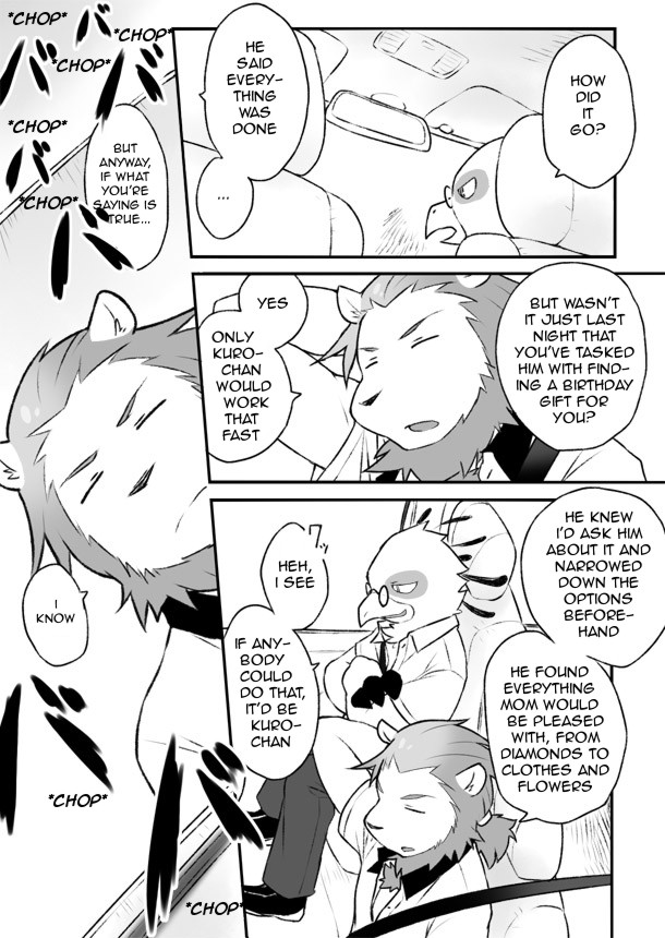 anthro chest_tuft clothing dialogue fur male text tuft cotton_(artist) tooboe_bookmark fukuzawa avian bird felid lion mammal pantherine comic english_text greyscale monochrome