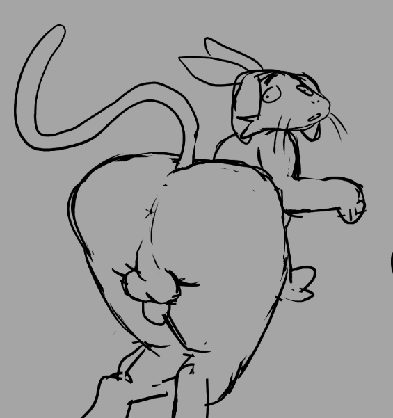 anthro anus balls big_butt butt genitals huge_butt male penis solo thick_thighs whiskers wide_hips space_dandy meow_(space_dandy) betelgeusian felid feline mammal