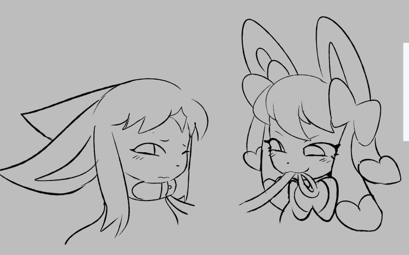 ambiguous_gender collar duo female feral leash leash_in_mouth object_in_mouth smile bloowolfy nintendo pokemon eeveelution espeon generation_2_pokemon generation_6_pokemon pokemon_(species) sylveon 2024 greyscale monochrome