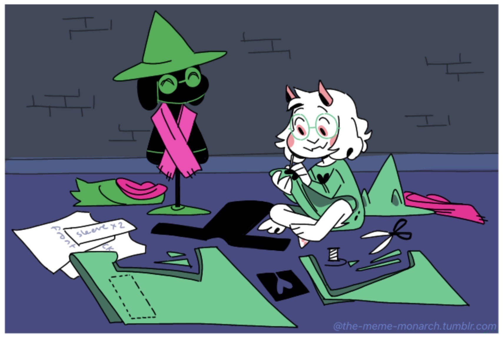 Art by the meme monarch featuring the character Ralsei from Deltarune