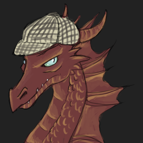 anthro claws clothing deerstalker deerstalker_hat hat headgear headwear horn male scarf smoke solo eltharion j._r._r._tolkien middle-earth_(tolkien) mythology sherlock_(series) the_hobbit tumblr sherlock_holmes smaug smauglock_holmes dragon mythological_creature mythological_scalie scalie 1:1 2012 bust_portrait low_res portrait