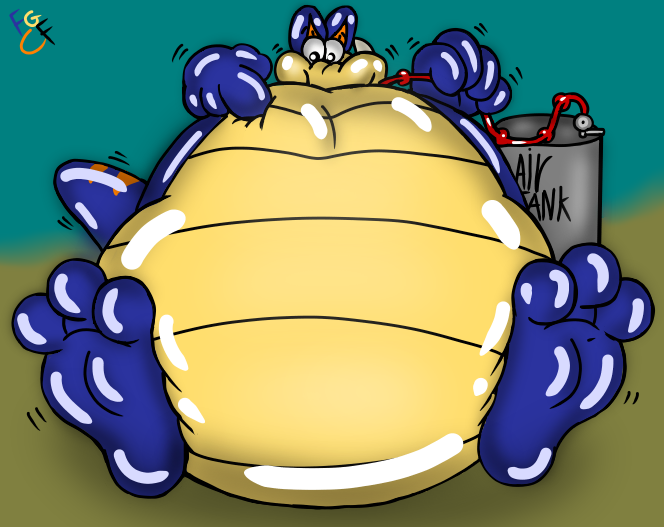 3_toes 4_fingers air_inflation air_tank anthro belly big_belly blue_body blue_scales blue_skin feet fingers foot_focus front_view glistening glistening_belly glistening_body glistening_chest glistening_feet glistening_hands glistening_pecs glistening_scales glistening_skin glistening_tail hose hose_inflation huge_belly humanoid_feet inflation inflation_fetish lines_drawn male multicolored_body multicolored_scales multicolored_skin pecs plantigrade raised_tail scales sitting soles solo tail toes two_tone_body two_tone_scales two_tone_skin yellow_belly yellow_chest yellow_underbelly fruitgems kratts'_creatures pbs ttark dinosaur prehistoric_species reptile scalie 2018 digital_drawing_(artwork) digital_media_(artwork) shaded signature