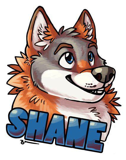 badge blue_eyes fluffy grin happy simple_background smile abigfathen shanewolf canid canine canis mammal red_wolf wolf digital_media_(artwork) monochrome