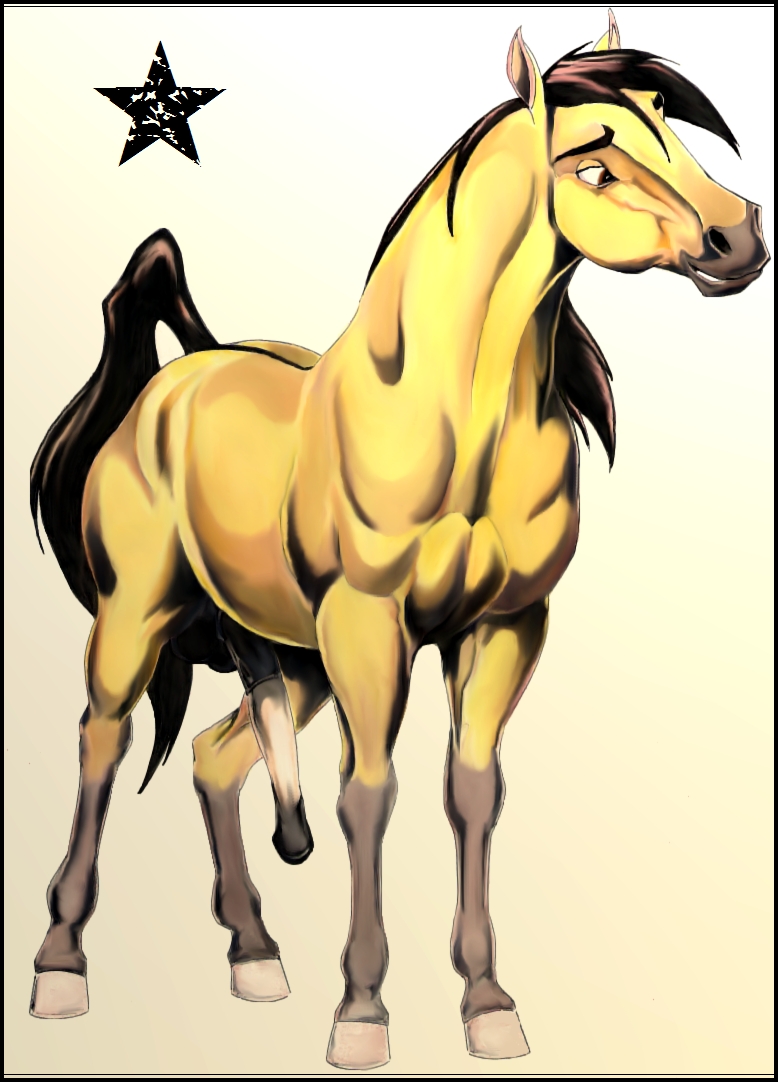 Spirit the horse with cock out