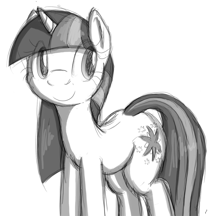 cutie_mark female feral fur hair horn long_hair quadruped smile solo tail tg-0 friendship_is_magic hasbro my_little_pony mythology twilight_sparkle_(mlp) equid equine mammal mythological_creature mythological_equine unicorn greyscale monochrome sketch