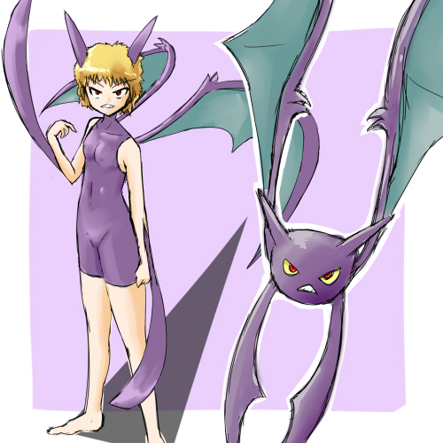 alternate_species breasts clothed clothing cosplay costume dress duo female feral hair humanoidized long_hair nipple_outline pokemon_costume pokemorph ranphafranboise nintendo pokemon animal_humanoid bat crobat generation_2_pokemon humanoid mammal pokemon_(species) pokemon_humanoid 1:1 2009 low_res