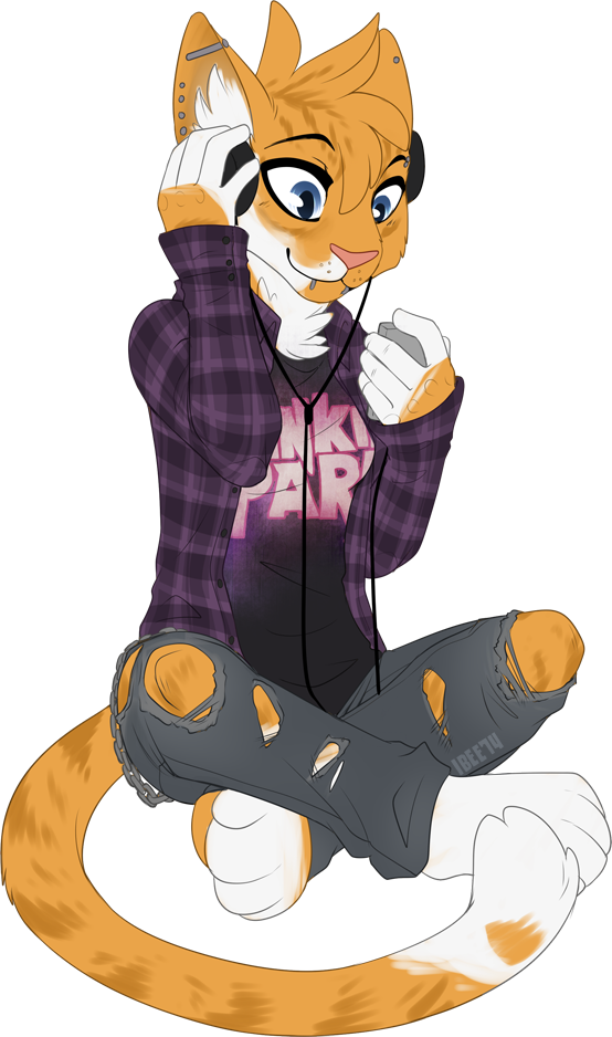 anthro clothing electronics female headphones solo ibee domestic_cat felid feline felis mammal alpha_channel