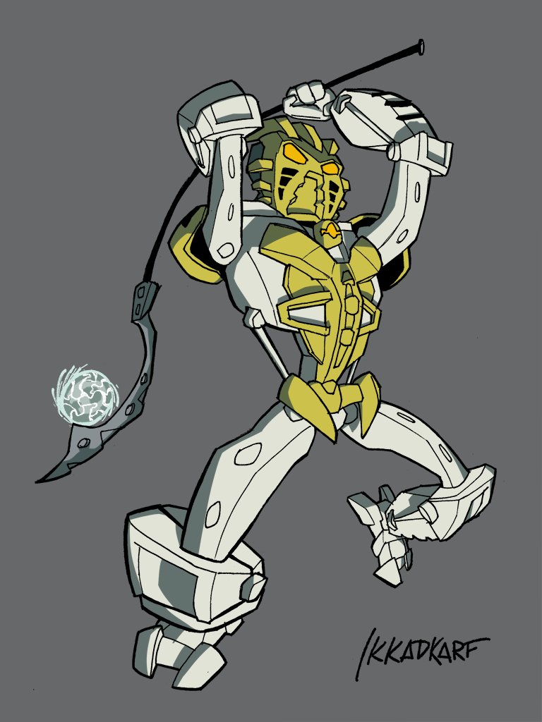 4_fingers action_pose ambiguous_gender armor energy_ball fingers gold_body holding_object holding_weapon machine mask melee_weapon mouthless multicolored_body not_furry orb polearm pose simple_background solo staff standing text two_tone_body weapon white_body yellow_eyes ikkadkarf_(artist) bionicle lego takanuva humanoid robot toa 2020 3:4 digital_drawing_(artwork) digital_media_(artwork) signature