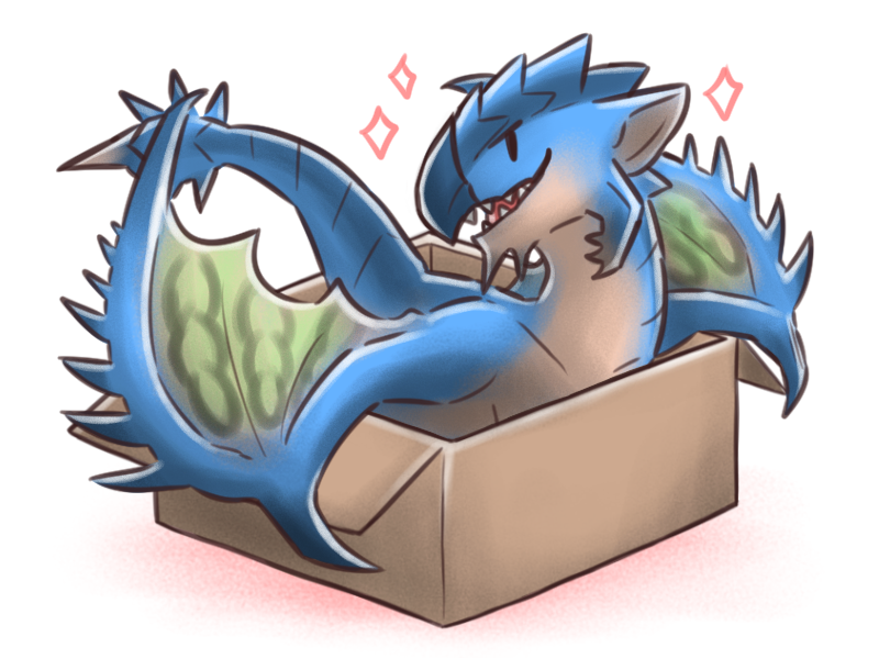 ambiguous_gender blue_body blue_scales box container feral in_box in_container looking_aside membrane_(anatomy) membranous_wings nude open_mouth open_smile scales simple_background smile solo spread_wings tail white_background wings canes-cm capcom european_mythology monster_hunter mythology azure_rathalos dragon flying_wyvern mythological_creature mythological_scalie rath_wyvern rathalos reptile scalie western_dragon wyvern 4:3