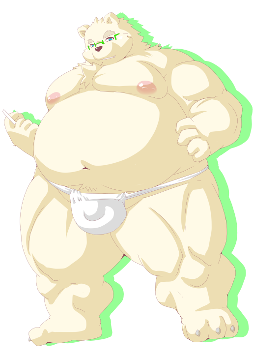 anthro asian_clothing barazoku belly bulge clothing east_asian_clothing eyewear fundoshi glasses japanese_clothing kemono male moobs navel nipples obese obese_anthro obese_male overweight overweight_anthro overweight_male solo underwear tomoyamaru lifewonders tokyo_afterschool_summoners leib_(tas) bear mammal polar_bear ursine 2020