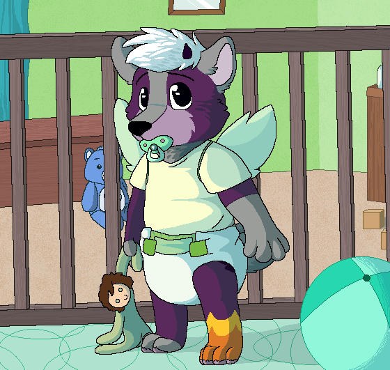 anthro baby ball bedroom black_horn black_nose clothed clothing crib detailed_background diaper doll eyebrows fake_wings feet fur grey_body grey_fur hair handpaw hindpaw horn inside male male_anthro nursery object_in_mouth orange_body orange_fur pacifier pacifier_in_mouth paws plantigrade plushie purple_body purple_fur shirt small_horn snout solo standing t-shirt topwear wearing_diaper white_diaper white_hair yellow_body yellow_clothing yellow_fur yellow_shirt yellow_topwear young young_anthro sebdoggo care_bears canid canine mammal 2015 aliasing cel_shading digital_drawing_(artwork) digital_media_(artwork) full-length_portrait microsoft_paint_(artwork) portrait shaded