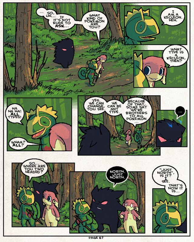 angry anthro dialogue ellipsis female forest fur grass green_body green_scales male outside pink_body pink_fur plant scales speech_bubble staff text tree sulfurbunny_(artist) nintendo pokemon pokemon_victory_fire jen_(vf) audino generation_1_pokemon generation_3_pokemon generation_5_pokemon gengar kecleon pokemon_(species) 4:5 comic digital_media_(artwork) english_text microsoft_paint_(artwork)