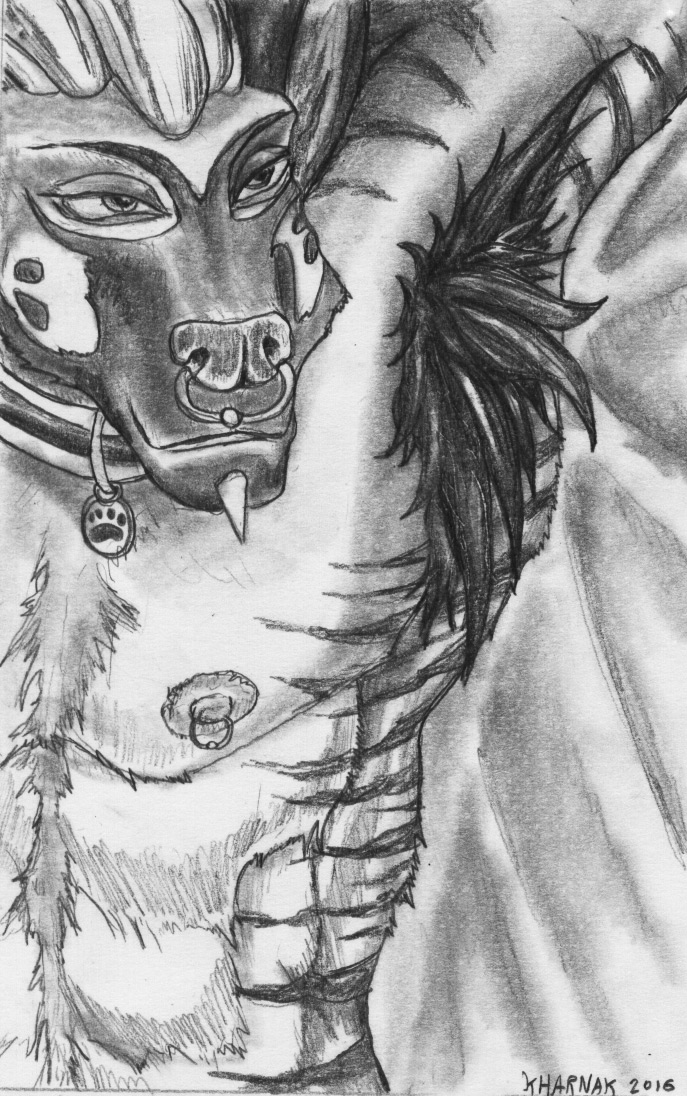 armpit_focus armpit_hair body_hair chin_piercing collar facial_piercing male nipple_piercing nipple_ring nipples nose_piercing nose_ring piercing ring_piercing solo kharnak hyena mammal 2016 graphite_(artwork) monochrome traditional_media_(artwork)