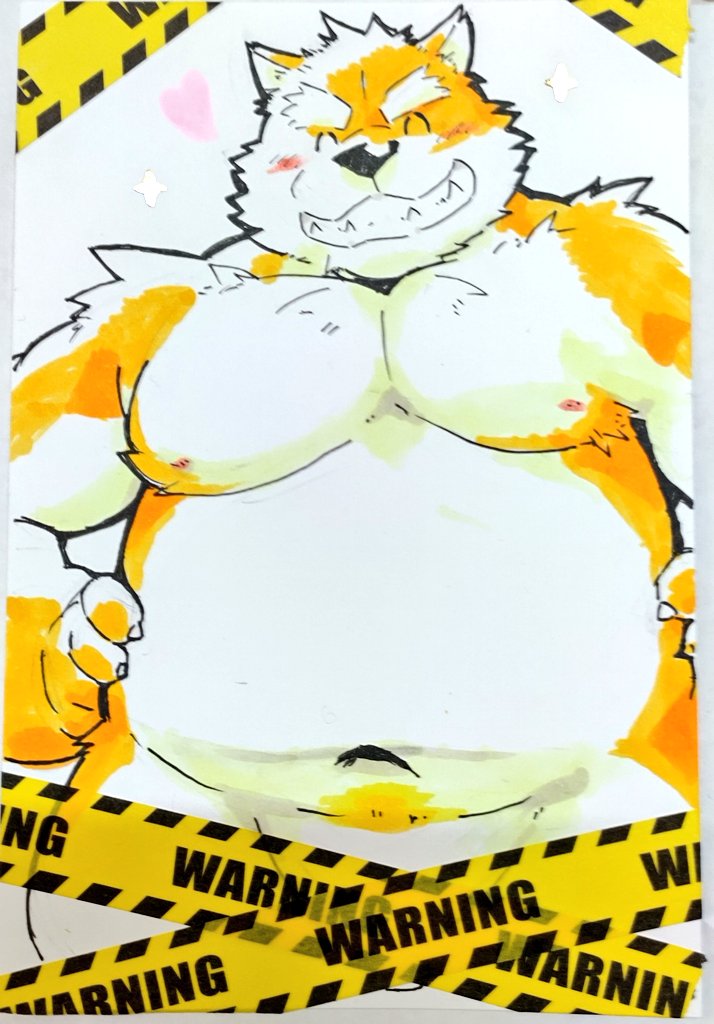 anthro belly big_belly black_nose blush eyes_closed humanoid_hands kemono male moobs nipples overweight overweight_male solo kisukemk777 canid canine canis domestic_dog mammal 2022