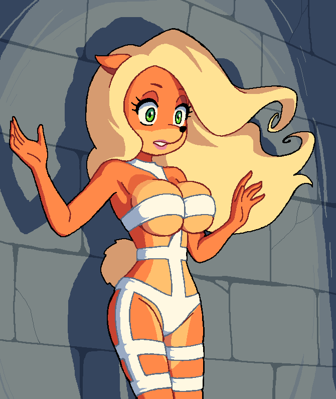 anthro big_breasts blonde_hair breasts cleavage clothed clothing cosplay crossover_cosplay female fur hair long_hair orange_body orange_fur skimpy solo kempferzero activision crash_bandicoot_(series) the_fifth_element leeloo tawna_bandicoot bandicoot mammal marsupial 2017 crossover digital_media_(artwork)