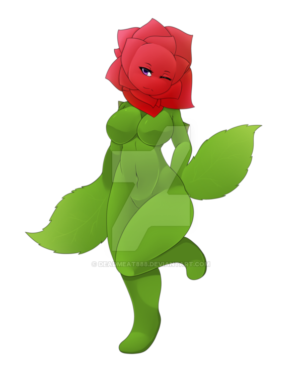 breasts eyelashes featureless_breasts female green_body green_skin looking_at_viewer monster_girl_(genre) navel not_furry nude one_eye_closed plant purple_eyes smile solo wink deerrobin deadmeat888 elemental_creature flora_fauna humanoid 4:5 alpha_channel signature