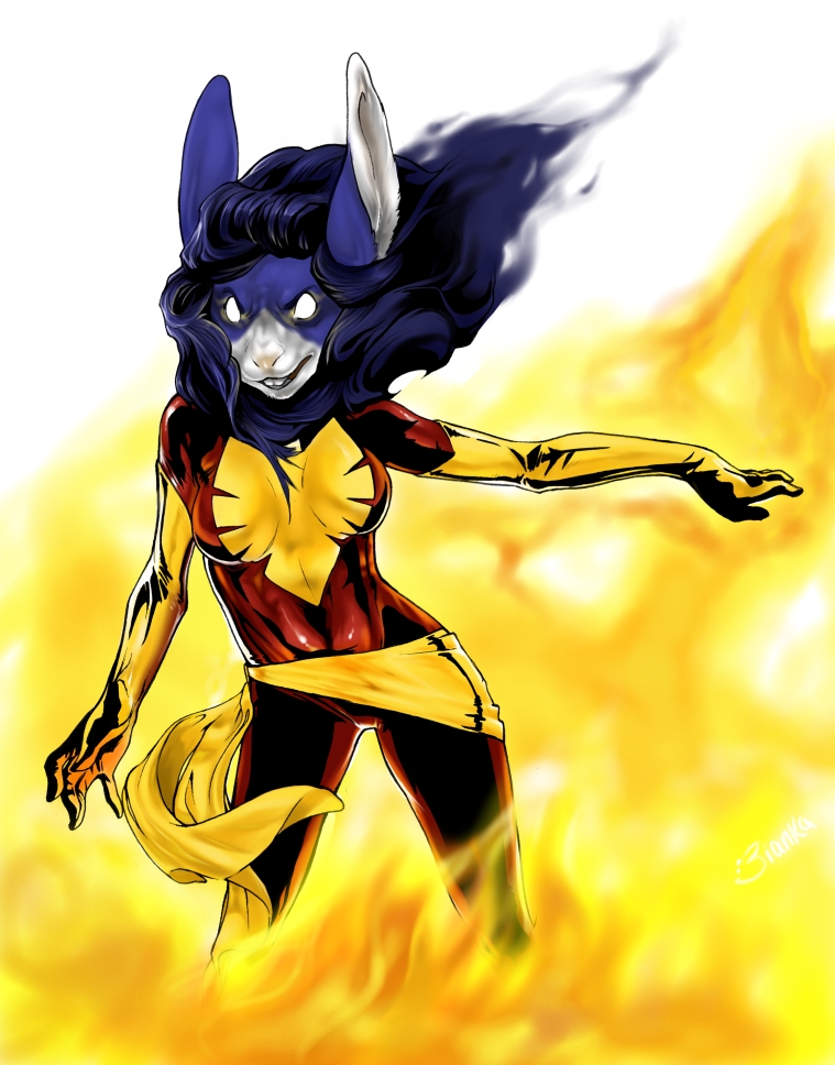 alternate_species clothing cosplay costume female furrification solo bianka marvel x-men phoenix_(marvel) lagomorph leporid mammal rabbit