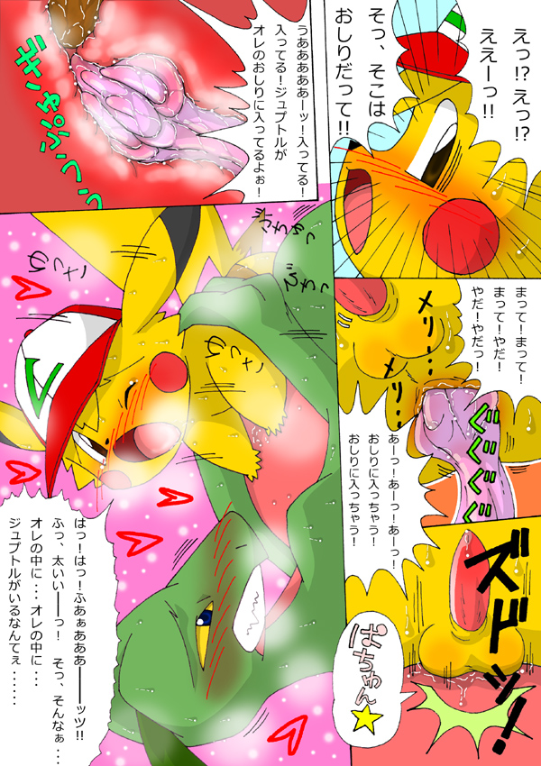 balls duo feces genitals male male/male penis scatplay text pasaran nintendo pokemon ashchu generation_1_pokemon generation_3_pokemon grovyle pikachu pokemon_(species) digital_media_(artwork) japanese_text translation_request