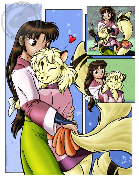 2_tails anthro anthrofied asian_clothing bent_over bff breasts caring chest_tuft clothed clothing duo east_asian_clothing eyes_closed female fur heart_symbol hug japan japanese_clothing kimono kneeling love multi_tail petting raised_tail red_eyes sitting standing tail tail_motion tailwag tuft brian_mcpherson asian_mythology east_asian_mythology inuyasha japanese_mythology mythology kirara_(inuyasha) sango_(inuyasha) felid human mammal nekomata yokai 2006