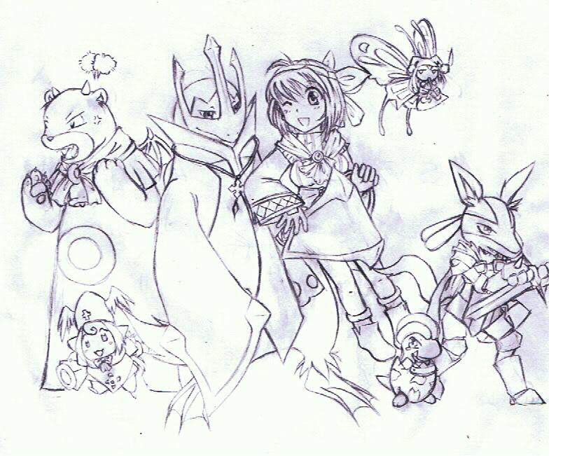 ambiguous_gender angry antennae_(anatomy) anthro armor breasts claws clothed clothing egg female fur group hair horn insect_wings looking_at_viewer one_eye_closed open_mouth pawpads paws simple_background size_difference teeth tongue white_background wings wink tigerlilylucky mythology nintendo pokemon arthropod avian bagon bear beautifly bird canid canine clefairy demon dragon empoleon generation_1_pokemon generation_2_pokemon generation_3_pokemon generation_4_pokemon human insect lepidopteran lucario mammal mythological_creature mythological_scalie pokemon_(species) scalie ursaring 2010 monochrome sketch traditional_media_(artwork)