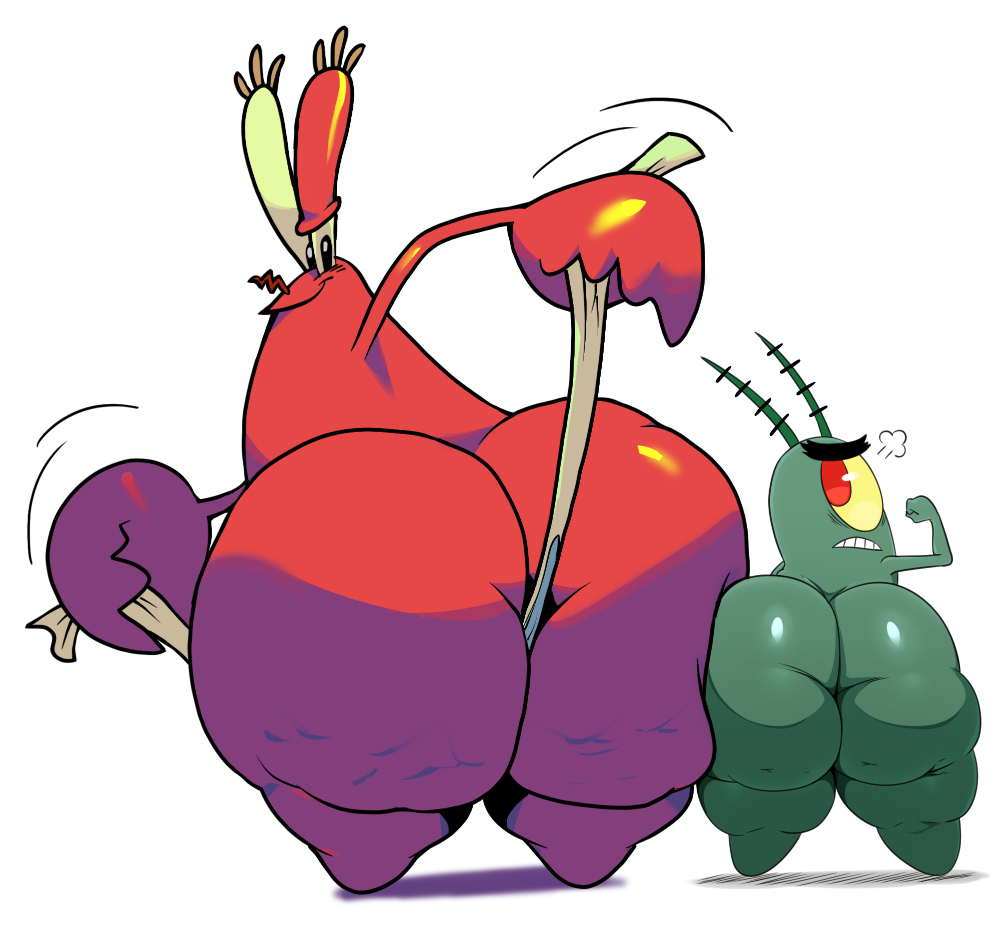 Rule34.dev - 1 eye anthro big butt bubble butt butt cellulite duo holding  object huge butt larger male looking back male nude red eyes simple  background size difference smaller male smile thick