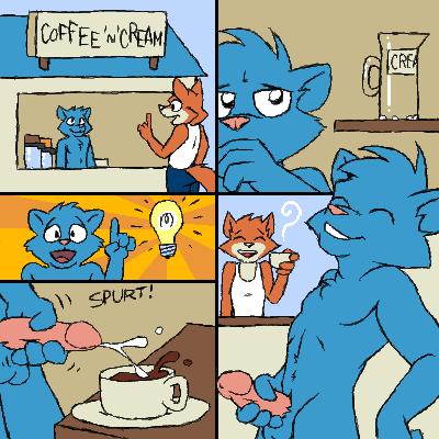 anthro balls beverage biped bodily_fluids circumcised coffee cum cum_in_a_cup cum_in_beverage cum_in_coffee cum_in_container cum_on_food drinking duo erection eyes_closed food food_fetish food_play genital_fluids genitals glans grin humanoid_genitalia humanoid_penis humor idea male nude onomatopoeia open_mouth open_smile penis smile solo_focus sound_effects text thinking thoughtful_expression toony unprofessional_behavior nanimoose canid canine domestic_cat felid feline felis mammal 1:1 comic english_text low_res