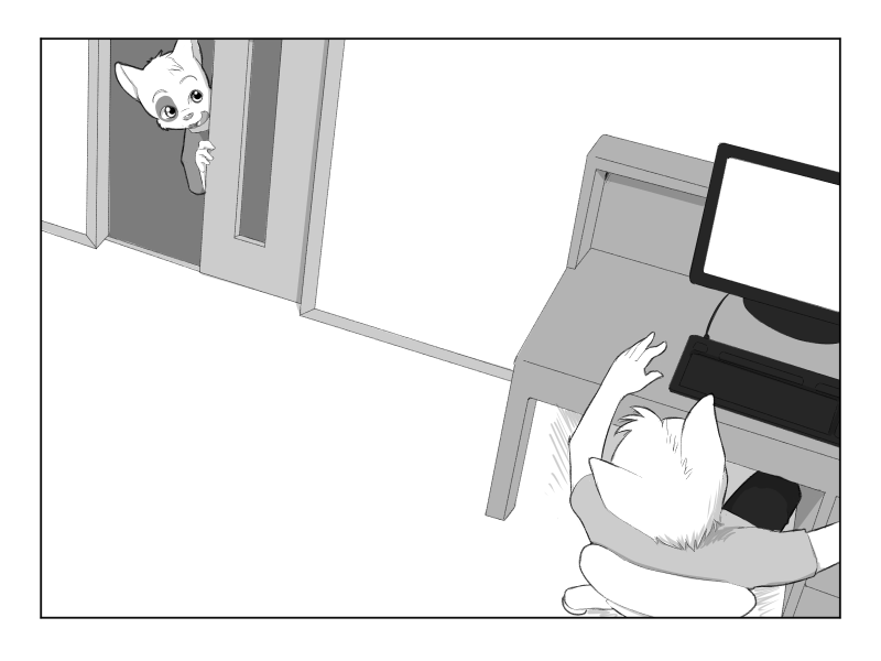 age_difference anthro biped border computer desk duo electronics fur furniture larger_male looking_around_corner male male/male older_male sitting size_difference smaller_male table white_border young younger_male arkaid domestic_cat felid feline felis mammal father_(lore) father_and_child_(lore) father_and_son_(lore) parent_(lore) parent_and_child_(lore) parent_and_son_(lore) son_(lore)