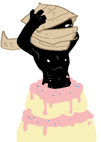 black_body black_skin cake carapace dessert food food_fetish food_play front_view head_wrapping in_food male mostly_nude nipples not_furry pop_out_cake simple_background solo transparent_background reiface homestuck ms_paint_adventures wayward_vagabond alien alien_humanoid carapacian humanoid aliasing alpha_channel digital_media_(artwork) low_res