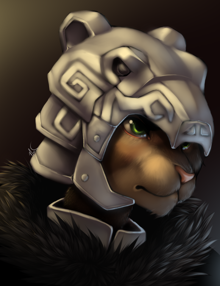 anthro armor female green_eyes headgear helmet solo nut-bar bethesda_game_studios microsoft skyrim the_elder_scrolls felid khajiit mammal bust_portrait portrait