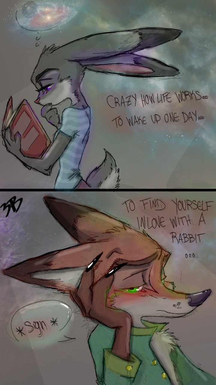 anthro blush book breasts claws clothed clothing dipstick_ears duo ear_markings female fur green_eyes grey_body grey_fur long_ears male multicolored_ears orange_body orange_fur pink_nose purple_eyes scut_tail shirt short_tail small_breasts tail text topwear rarewhoroastbeast_(artist) disney zootopia judy_hopps nick_wilde canid canine fox lagomorph leporid mammal rabbit red_fox true_fox 2017 9:16 comic english_text hi_res